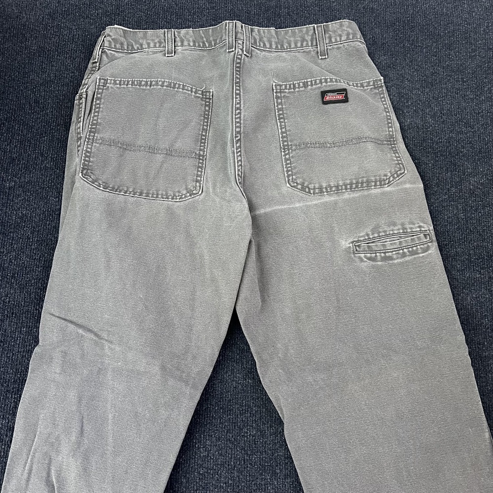 Genuine Dickies‎ Pants Mens 37x28 Gray Canvas Carpenter Workwear Straight Leg